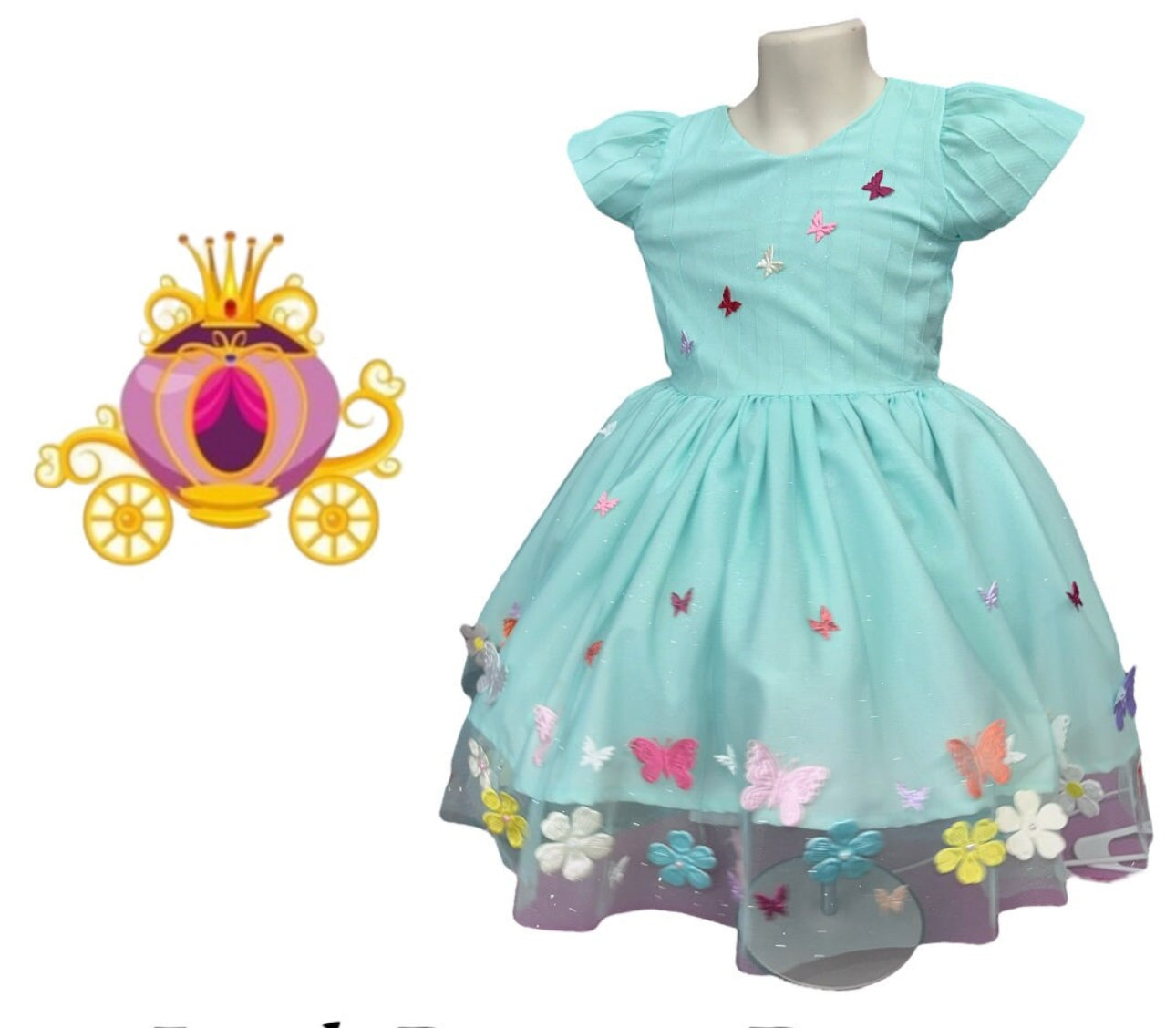 Green flowers princess Dress